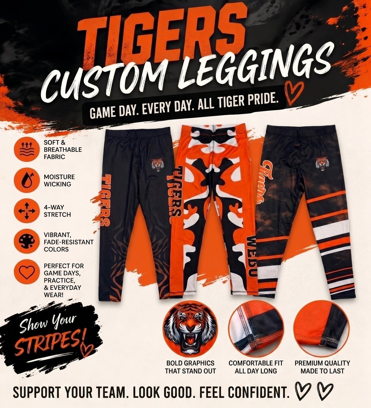 Tigers Custom Leggings (Pre-Order)