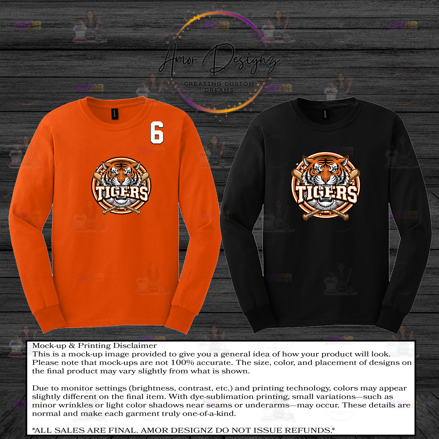 Tigers Baseball Long Sleeve Shirts (Adult)