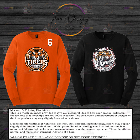 Tigers Baseball Long Sleeve Shirts (Adult)